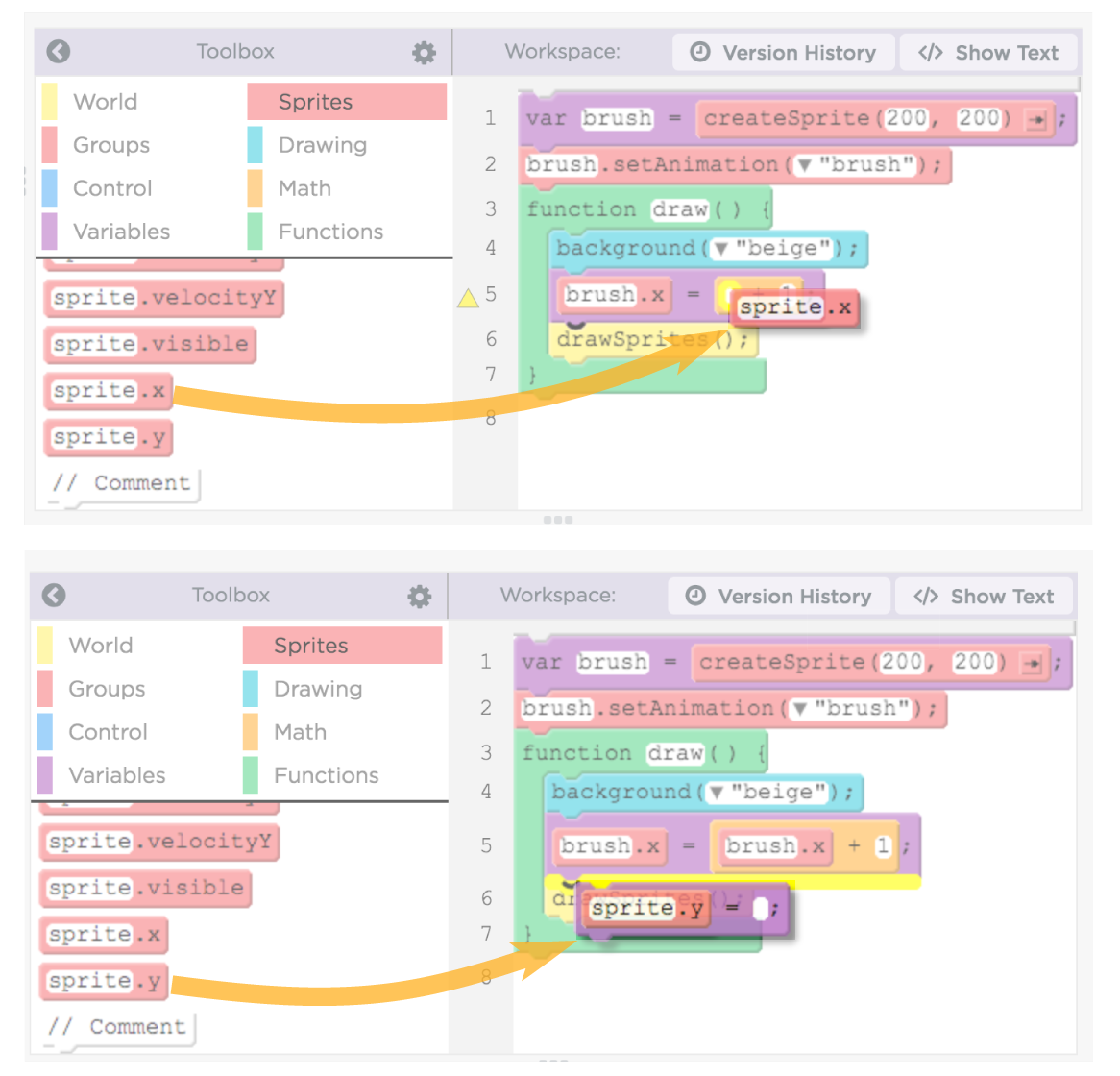 code org lesson 9 sprite properties